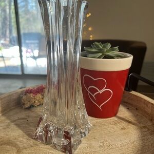 Cut Crystal Vase Fluted Heavy Glass Flower Vase